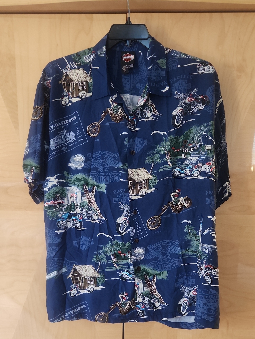 Men's Vintage Harley Davidson Button Up Short Sleeve Hawaiian Shirt Size 2XL